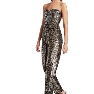 NWT Milly strapless leopard sequins jumpsuit